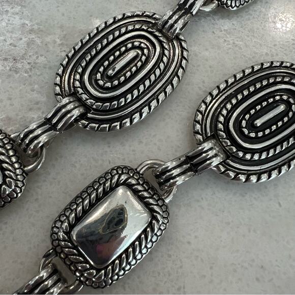 Western Silver Chain Link Belt Concho Medallion Adjustable 45in Large Boho - Picture 2 of 2